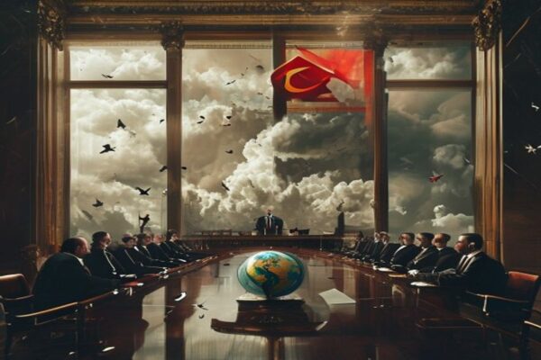Cabinet room scene symbolising Israeli genocide recognition vote with dramatic atmosphere