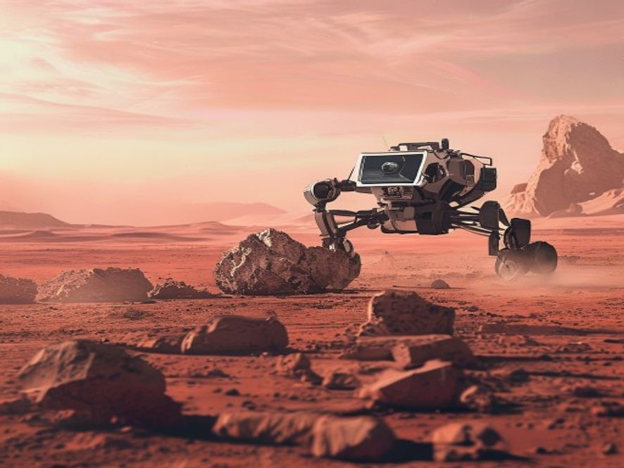 NASA rover examining a mysterious Mars structure found on the red planet surface