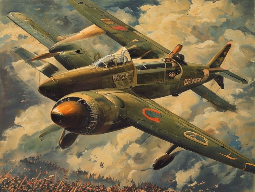 The Memphis Belle bomber flying through clouds in wartime Europe