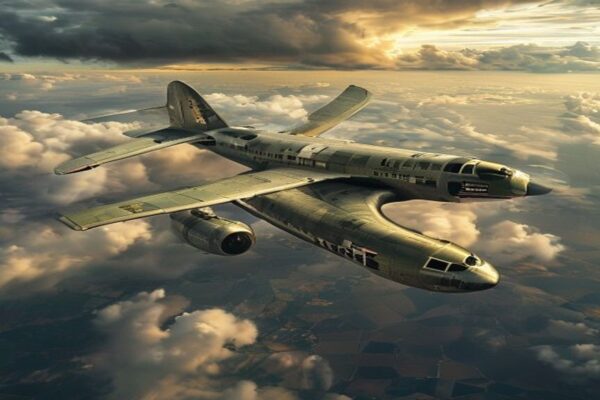 Memphis Belle bomber flying fortress aircraft soaring through dramatic wartime skies