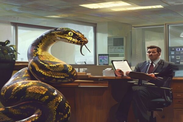A man brings a python to a job interview for emotional support in a Florida office